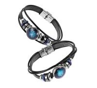 VALICLUD 2piezas De Cuentas De Piel De Vaca Para Hombres y Mujeres Pulsera Temática Única Con Cierre De Inoxidable Joyería Artesanal Personalizada Para Ocasiones Especiales