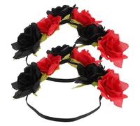 VALICLUD 2piezas Diademas de Novia Tocado Nupcial de Flores Guirnalda para Cabello de Mujer para Boda Fiesta Fotos Color Rojo Material de Tela