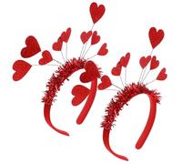 VALICLUD 2piezas Diademas Para San Valentín Lentejuelas y Corazones Diadema De Para Fiesta Boda y Celebración Color Rojo