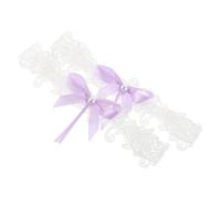 VALICLUD 2piezas Liga de Lazo de Perla Elegantes Ligas de Encaje Elástico para Novia Conjunto de Boda con Lazo para Uso Lencería Nupcial y Fiestas de Graduación