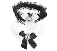 VALICLUD 2piezas Ligueros De Encaje Lazo y Decoración De Rhinestone Para Novias Conjunto De Garter Para Boda Accesorios De Fiesta Elegantes Para Mujeres