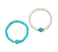 VALICLUD 2piezas Pulsera De Cuentas Turquesas De Cadena De Muñeca Cuentas De Tortuga Joyería