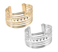 VALICLUD 2piezas Pulseras Ajustables de Metal Hueco para Mujer Conjunto de Pulseras Abiertas Multicapa Ligeras y Cómodas Brazaletes Llamativos para Diario y Ocasiones Especiales
