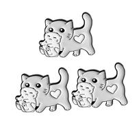 VALICLUD 3 Broches De Gatito Con Dibujos De Gatos Mini Broches Divertidos Broches De Animales Pequeños Broche De Vaqueros Esmaltado Broche Pequeño Gris Claro