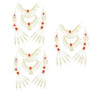 VALICLUD 3 Juegos Accesorios Para Trajes De Danza Del Vientre Actuación De Danza India Gargantilla De Oro Para Mujer Cadena De Cabeza Collar Pendientes Colgantes Women Rosario Aleación
