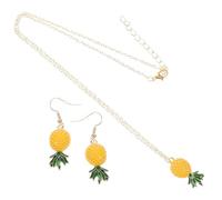 VALICLUD 3 Juegos Collar de aretes de frutas collares para mujer colgado Pendientes para mujeres pendientes de piña fiesta encanto de piña pendientes de la joyería aleación