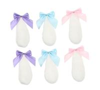 VALICLUD 3 Pares Clip de pelo de oreja de conejo de peluche pasadores con lazo Horquilla animales juguetes pinza de pelo de dibujos animados Ventana de pelo decorativo pelaje artificial