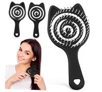 VALICLUD 3 Peines Masajeadores Con Forma De Oreja De Gato Para Ducha Con Ventilación Para Secado Desenredantes Color Negro Abs