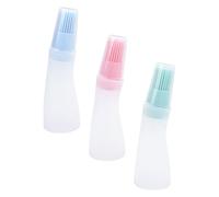 VALICLUD 3 piezas Botellas de Aceite con Pincel de Silicona para Cocina y Bbq Incluye Colores Nórdicos Rosa Azul Verde y Tapas Transparentes para y Fiestas