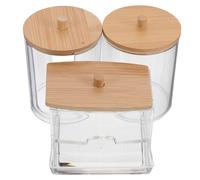 VALICLUD 3 piezas Caja Organizadora Transparente para Algodón y Bastoncillos con Tapa Protectora Antidespolvoreo Diseño Compacto y Elegante para Baño y Tocador Almacenamiento Encimeras y