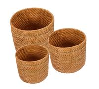 VALICLUD 3 Piezas Conjunto de Cestos de Ratán Pequeños Cubos de Basura Redondos y Ligeros Cestas Tejidas Mano para Almacenamiento y Basura Baño Oficina Cocina y Escritorio Diseño Versátil y