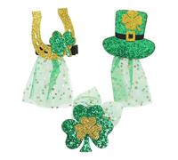 VALICLUD 3 Piezas De Accesorios Para El Cabello Para El Día De San Valentín Pasadores Con Purpurina Y Forma De Trébol Sombrero De Herradura Velo Verde Para Mujeres Y Niñas Fiesta