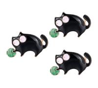 VALICLUD 3 Piezas Morena De Gato Gatito Broche De Animales Broche De Gato Broches Vintage Para Mujeres Nombre Alfiler Divertido Felpa Etiqueta Black Goteo De Aceite
