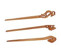 VALICLUD 3 Piezas Palillos de Madera Vintage para Cabello Diseño Retro Elegante Horquillas Chinas Mano para Boda Fiesta y Diario