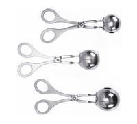 VALICLUD 3 Piezas Pinza para Albóndigas de Carne, Cucharada de Albóndigas, Acero Inoxidable Plata, Forma de Tijera Redondeada, para Bolas de Arroz y Comida China, Cocina Reutilizable