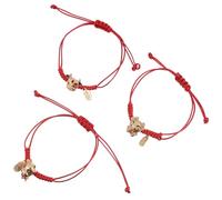 VALICLUD 3 Piezas Pulsera Año Del Buey Hilo Rojo Joyas De Muñeca Festivas Cuerda De Mano Tejida a Mano Pulsera Para Mujer Pulsera De Cordón Rojo Pulseras Rojas Para Mujer Rosario Aleación