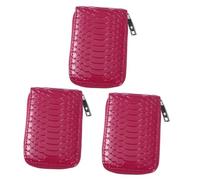 VALICLUD 3piezas Cartera De Cuero para Hombre Múltiples Compartimentos y Diseño Minimalista Portatarjetas Cremallera y Pocket Color Púrpura Rosa para Tarjetas De Identidad y Transporte