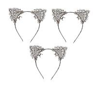 VALICLUD 3piezas Diadema Orejas De Gato De Encaje Banda Cabello Decoración Cabello Para Fiestas De Disfraces