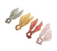 VALICLUD 4 Coleteros De Cinta Floral Lazo Francés, Accesorios Cabello Para Mujer y Niñas, Colores Ladrillo, Jengibre, Crema y Verde, Elásticos Suaves y Cómodos Para Uso Diario