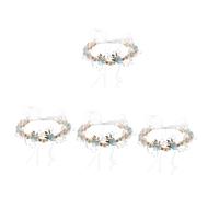 VALICLUD 4 Diademas Con Perlas Tiaras Flores Para Comunión Spa Dama De Honor Bodas Coronas Despedida De Soltera Niña Diadema Blanca Accesorios Para El Cabello Invitadas Bebé