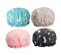 VALICLUD 4 Gorros De Ducha Impermeables De Doble Capa, Talla Única, Gorra Elástica Para Mujer, Protección Para Spa, Baño y Viaje, Accesorios Reutilizables De Colores Aleatorios