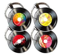 VALICLUD 4 Llaveros Colgantes Forma de Disco de Vinilo Decoración para Llaveros y Bolsos Accesorios Musicales Resistentes Ideales para Fiestas Temáticas y Regalos para Amantes Música