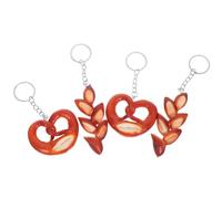 VALICLUD 4 llaveros con dije de pretzel: llavero con dije de pan y pretzel para bolsos y llaves. Mini llavero con colgante de comida de dibujos animados para estudiantes. ¡Con personalidad!