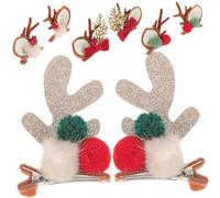 VALICLUD 4 Pares christmas christmas ornaments accesorios navideños cuerno de animal pasadores de cuerno de ciervo tener puesto pinza de pelo de lazo clips de cabello tela Colorful