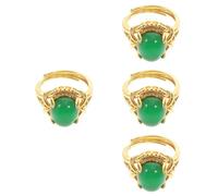 VALICLUD 4 Piezas Anillo Ajustable Anillos Barrocos Anillo De Piedra Lunar Anillo De Abierta Anillos De San Valentin Medidor De Anillos Dedo Anillo De Piedra Ovalada Green Jade