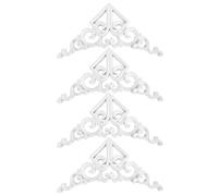 VALICLUD 4 Piezas Apliques de Madera Tallada para Decoración de Esquinas, Set de Color Claro, Calcomanías Decorativas para Muebles, Puertas y Armarios, Estilo Europeo Clásico para Hogar y