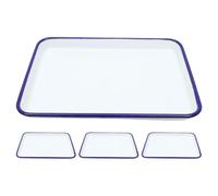 VALICLUD 4 Piezas Bandeja para Asar Esmaltada Vintage de 26x18cm en Color Blanco, Resistente al Calor y Multipropósito para Cocina, Uso Científico y Almacenamiento Médico