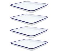 VALICLUD 4 Piezas Bandeja para Hornear Esmaltada de Color Claro 26x18cm Resistente al Calor Diseño Rústico Adecuado para Cocina y Almacenamiento Médico