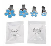VALICLUD 4 piezas Clips Difusores de Aroma para Coche Aleación con Diseño Floral de Cinco Pétalos Accesorios Decorativos para Ventilación de Azul Funcionales y Duraderos