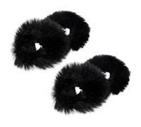 VALICLUD 4 piezas Coleteros Esponjosos de Pelo Sintético para Mujer Accesorios de Invierno Bandas Elásticas Suaves y Elásticas para Cabello Rizado Liso y Moños Negro