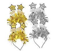 VALICLUD 4 Piezas Diademas Decorativas Año con Diseño Estrellas para Fiesta y Accesorios Fotomatón Colores Plata