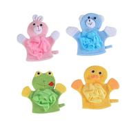 VALICLUD 4 piezas Guantes de Baño para Diseño de Dibujos Animados Toallitas Corporales Suaves y Exfoliantes Paños de Limpieza Corporal Cómodos para Ducha Infantil