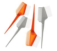 VALICLUD 4 Piezas Pinceles para Teñir Cabello Herramientas Profesionales de Barbería Plateadas y Marrones Diseño Doble Cara con Mango Antideslizante y Función de Peine para Salones de y