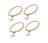 VALICLUD 4 Piezas pulsera cruzada pulsera de turmalina cuatro pulseras elásticas pulsera con cruz de ala brazalete bracelet pulseras con estilo joyas de muñeca Metal