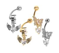 VALICLUD 4piezas Anillos de Ángel para Mujer Forma de Corazón Joyería Ombligo Anillo Ombligo Bonito para Usar Casa
