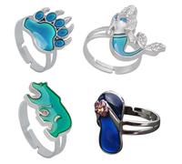VALICLUD 4piezas Anillos De Estado De Ánimo De Aleación Ajustables Que De Color Para Mujeres De Joyas Divertidas y