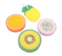 VALICLUD 4piezas Esponja de Baño con Forma de Frutas Piña, Fruta del Dragón, Naranja y Fruta Verde Esponja Exfoliante para Ducha para Gel de Ducha y Limpieza Corporal