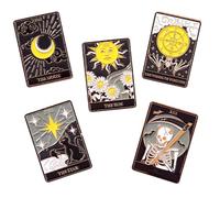 VALICLUD 5 piezas Broches Esmaltados Tarot para Mochilas Ropa Sombreros y Bufandas Pines Estéticos Unisex Accesorios Decorativos Resistentes para Uso Diario