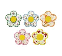 VALICLUD 5 Piezas Parches Bordados de Flores de Peonía Adhesivo Autoadhesivo para Ropa y Accesorios Diy, Apliques de Poliéster Diseño Vintage y Decoración Versátil