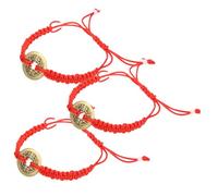 VALICLUD 5 Piezas Pulsera de cuerda roja moneda de cobre couple bracelet cuerda de muñeca roja pulsera trenzada cosas para chicas adolescentes joyería de la amistad aleación rojo