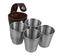 VALICLUD 5 Piezas Vasos de Licor Inoxidable con Funda Portátil Resistente y Prueba de Roturas para Whisky Vodka y Vino Uso Familiar y