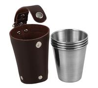VALICLUD 5 Piezas Vasos Inoxidable con Funda Portátil Antióxido para Whisky Vodka Café Vino Uso Familiar