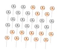 VALICLUD 50 piezas Bolas Decorativas para Tartas con Inserción Toppers para Cupcakes Decoración de Cumpleaños Plata y Dorado sin Montaje Necesario para Fiestas y Postres