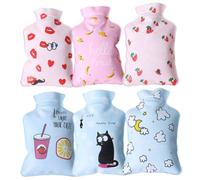 VALICLUD 6 Bolsas de Agua Caliente Pequeñas de PVC Diseño Divertido Labios Rojos Plátano Fresa Taza Nube Gato Calentador Portátil para Manos y Cuerpo Adecuado para Uso Doméstico