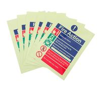 VALICLUD 6 Pegatinas Autoadhesivas de Vinilo Fluorescente 15X20 CM Instrucciones de Actuación Caso de Incendio Señal de Seguridad contra Incendios para Hospitales Hoteles E Industrias