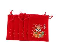 VALICLUD 6 Piezas Bolsa de Obsequio Roja del Año Serpiente Bolsa Cordón para Dulces Chinos Reutilizable Festival de Primavera Unidades para Envolver Regalos y Dulces Tradicionales